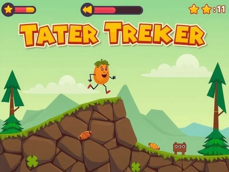 Tater Trekker gameplay screenshot showing potato character jumping over obstacles